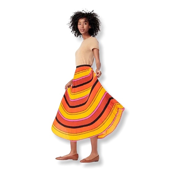 J. Crew Women’s Straight Pleat Skirt Multistripe 4 - Picture 1 of 8
